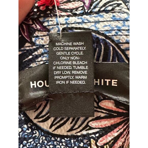 Houston White Adult Short Sleeve Journey Button-Down Shirt Navy Floral Tropical - Picture 6 of 6